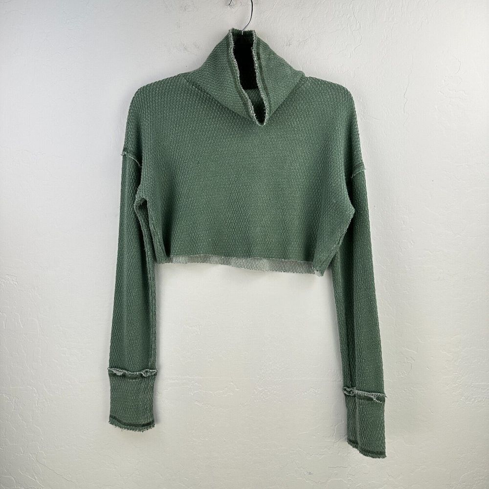 Urban Outfitters Out From Under Womens Crop Top S Green Cowl Neck Indie Winter